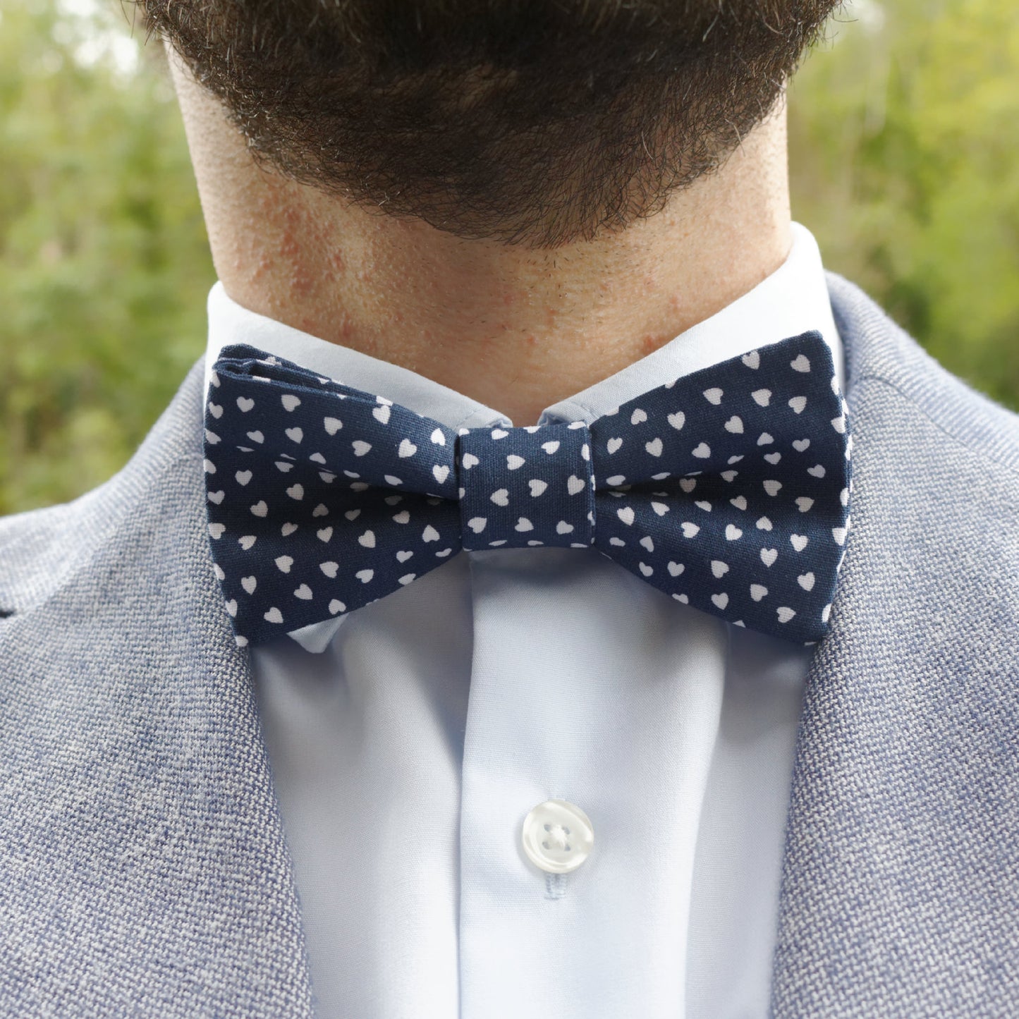 Noeud papillon bleu avec petits coeurs "Mon amoureux"