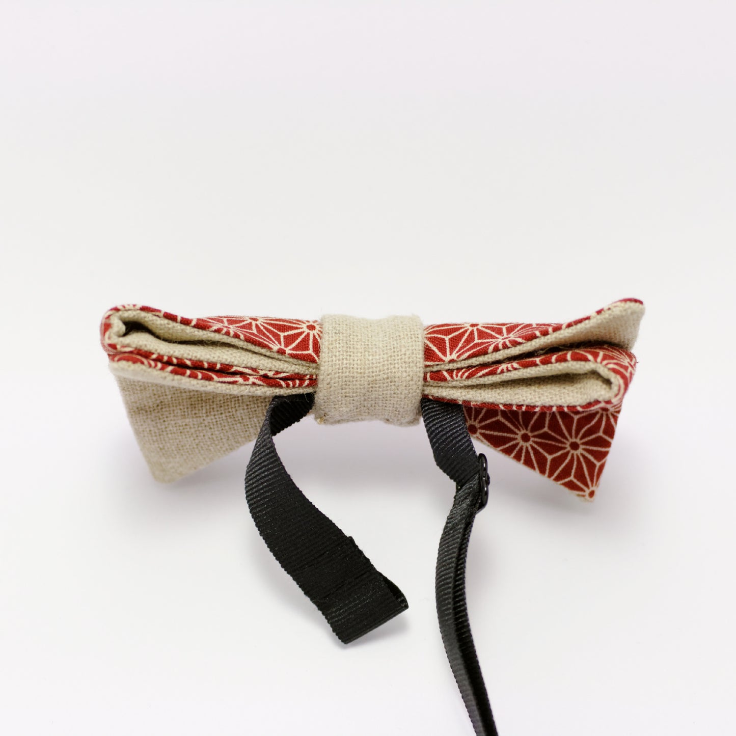 Noeud papillon motif japonais asanoha "Guerrier Gentilhomme Rouge"