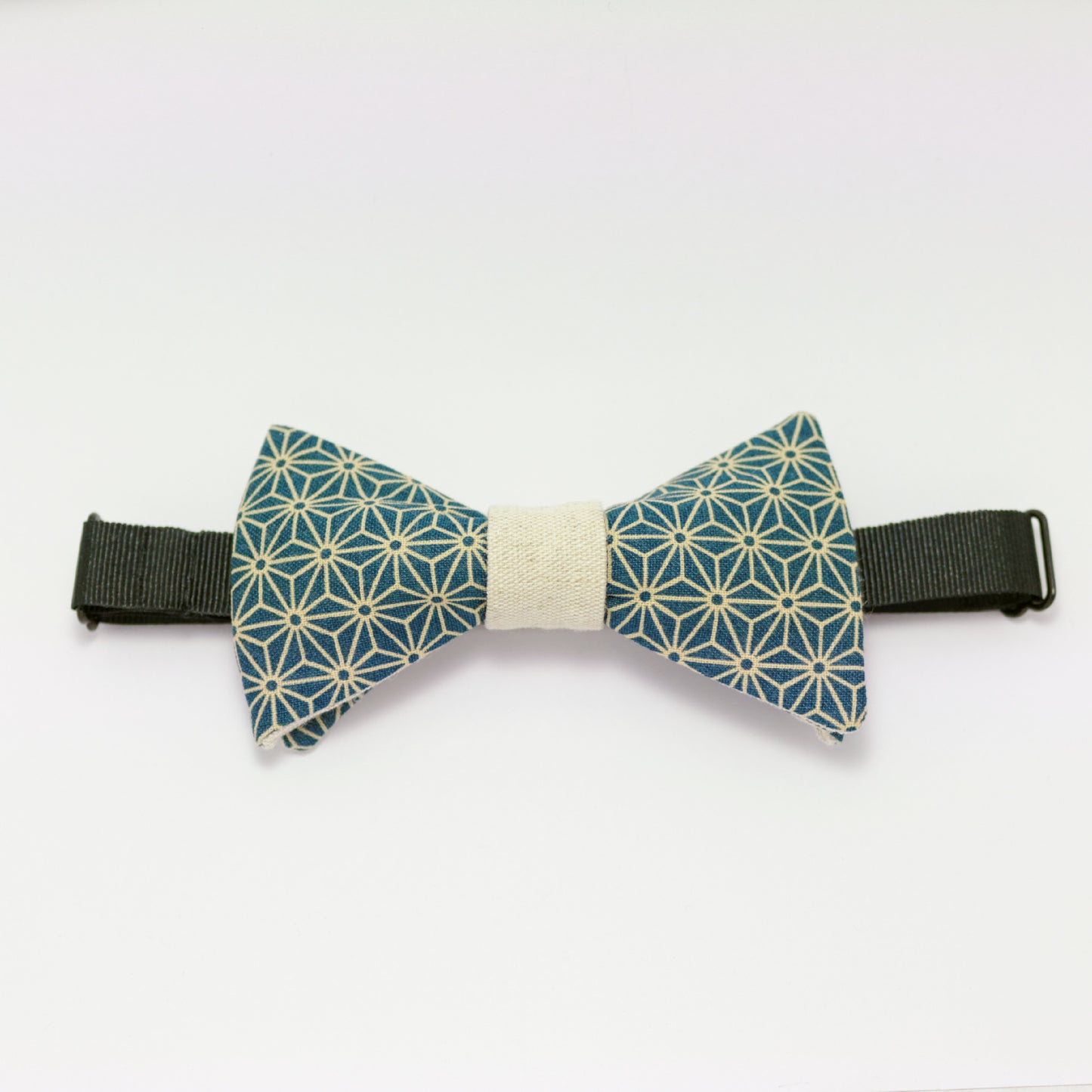 Noeud papillon motif japonais asanoha "Guerrier Gentilhomme vert"