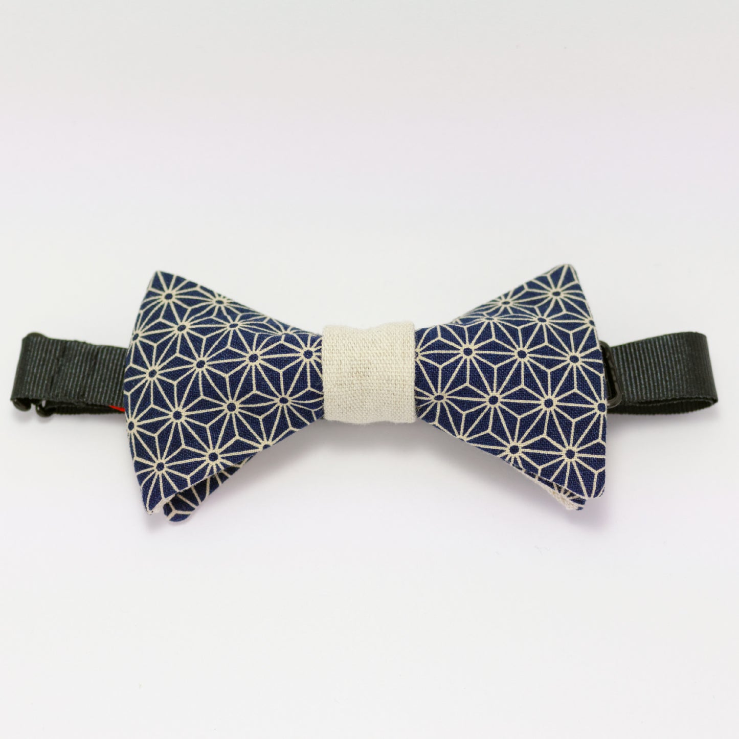 Noeud papillon motif japonais asanoha "Guerrier Gentilhomme Bleu"