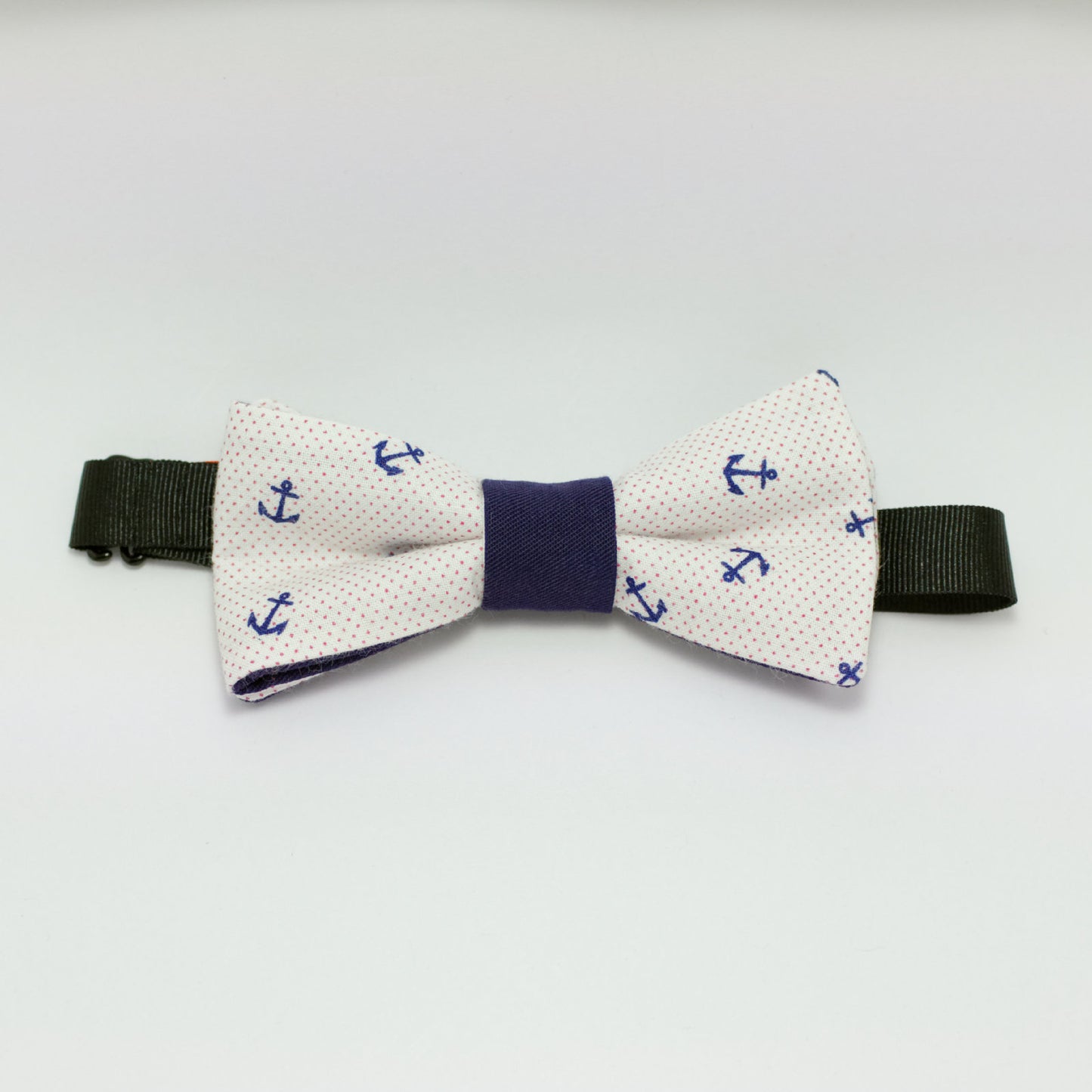 Noeud papillon blanc avec ancres marines "Yacht Club"