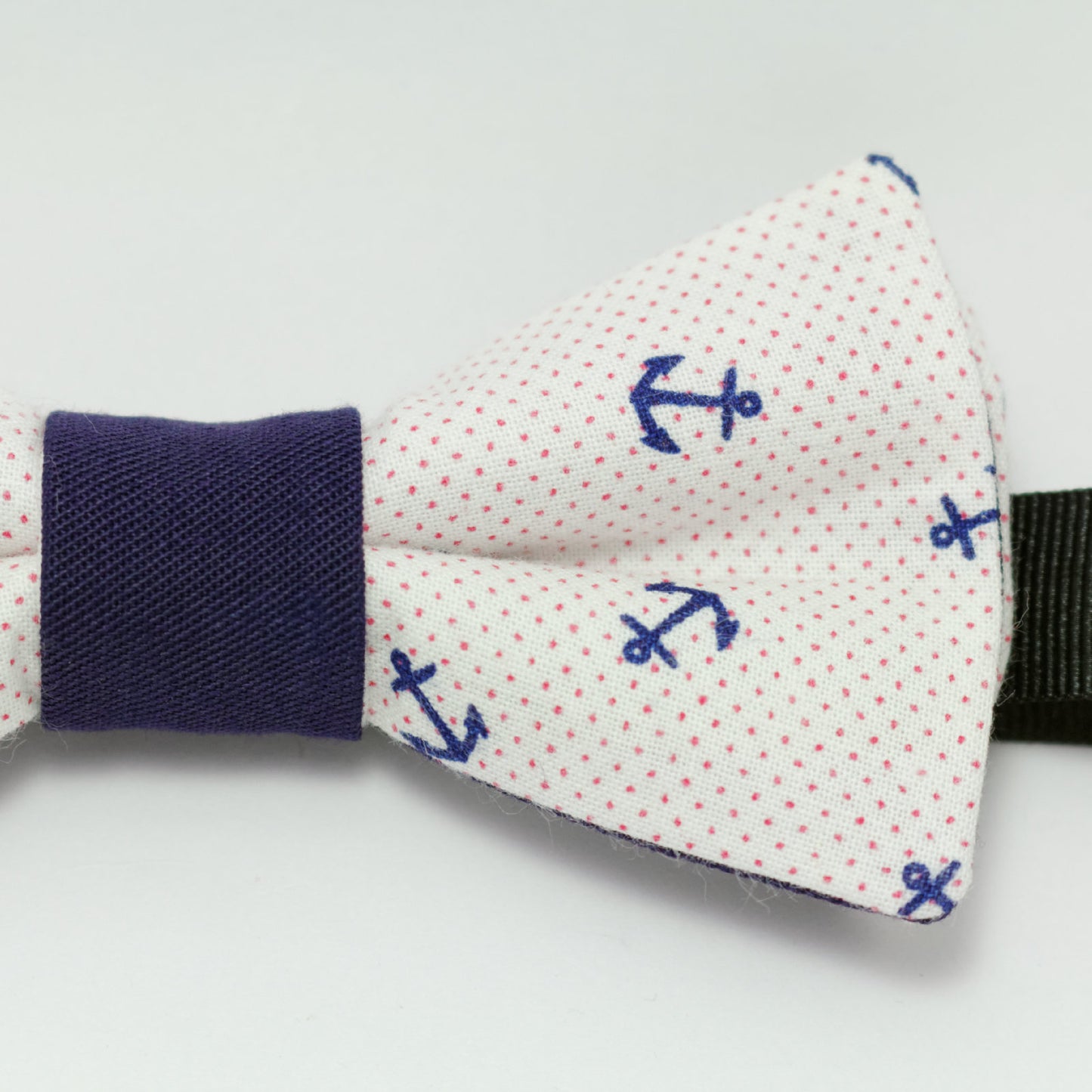 Noeud papillon blanc avec ancres marines "Yacht Club"