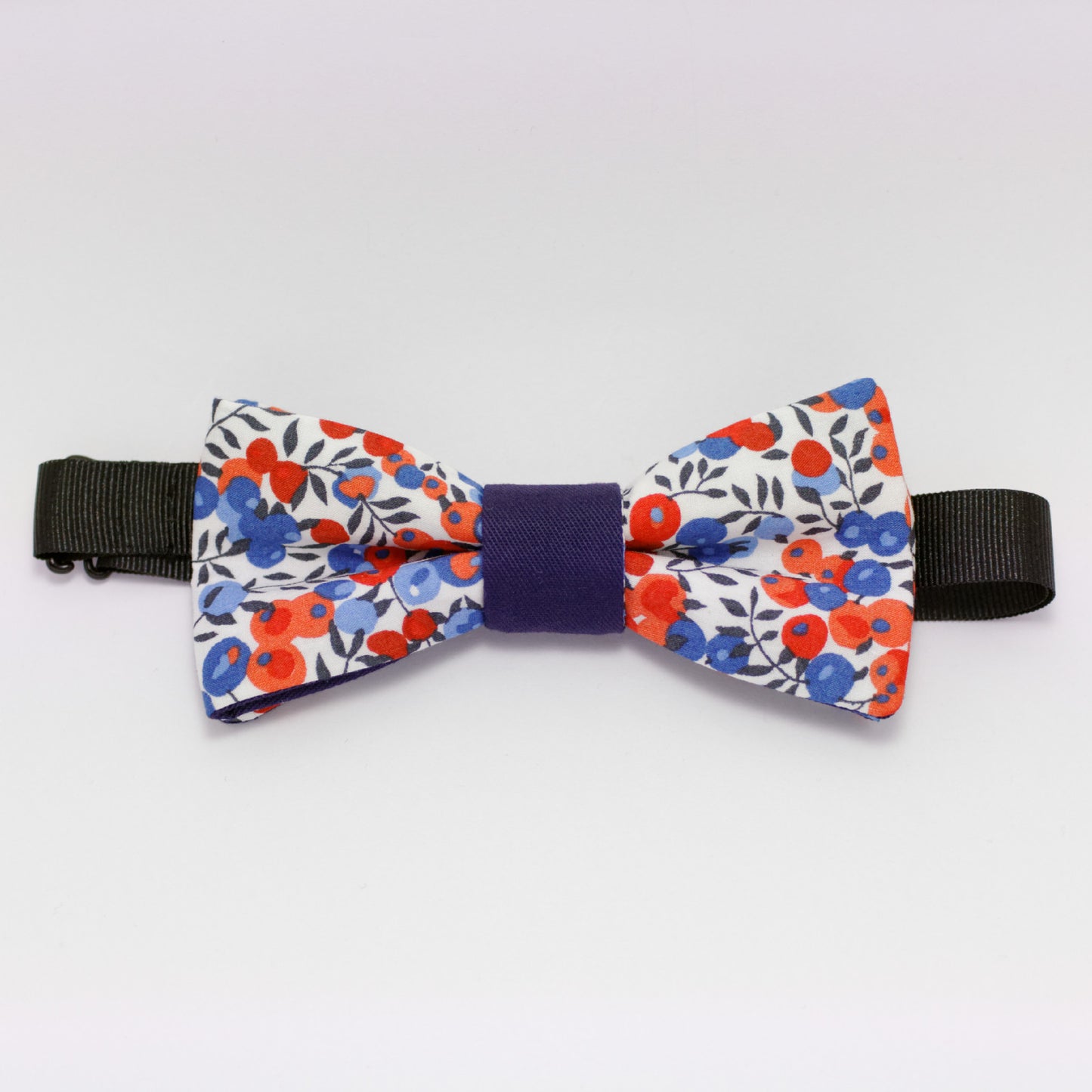 Noeud papillon bleu fleuri "French Touch"