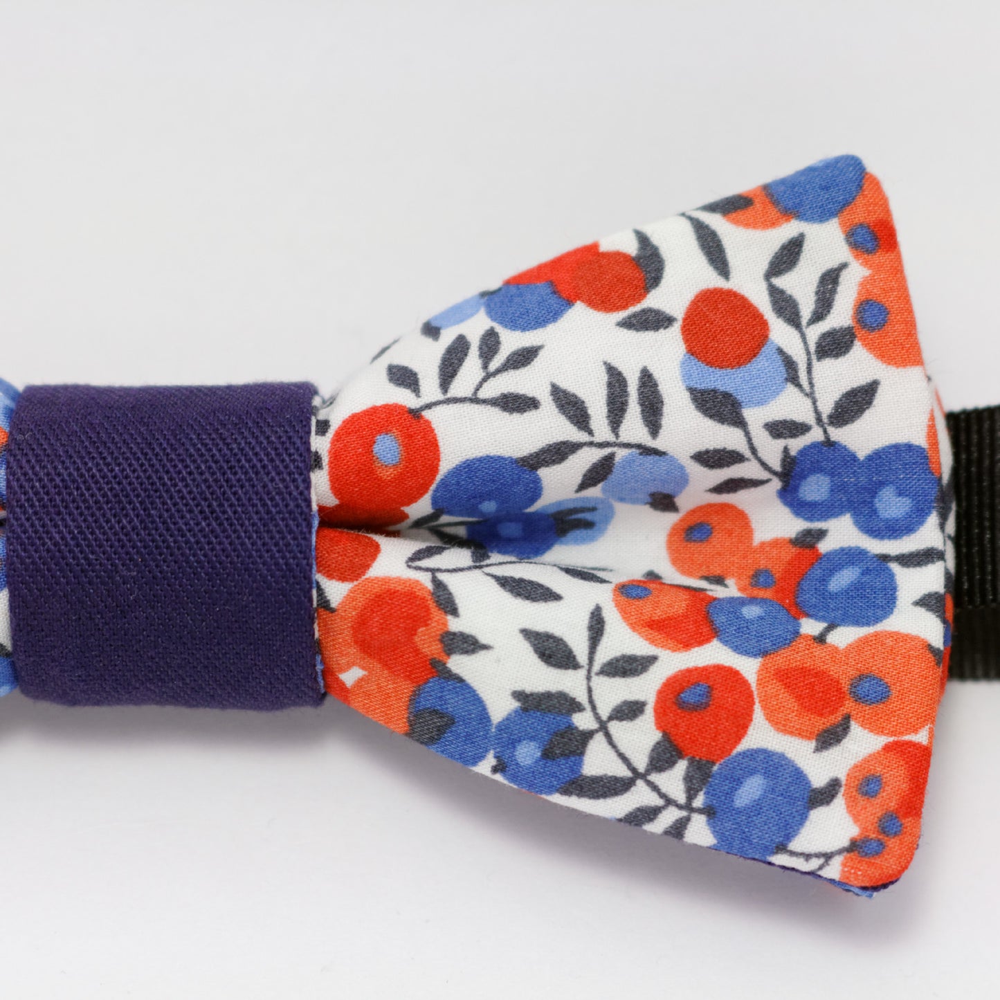 Noeud papillon bleu fleuri "French Touch"
