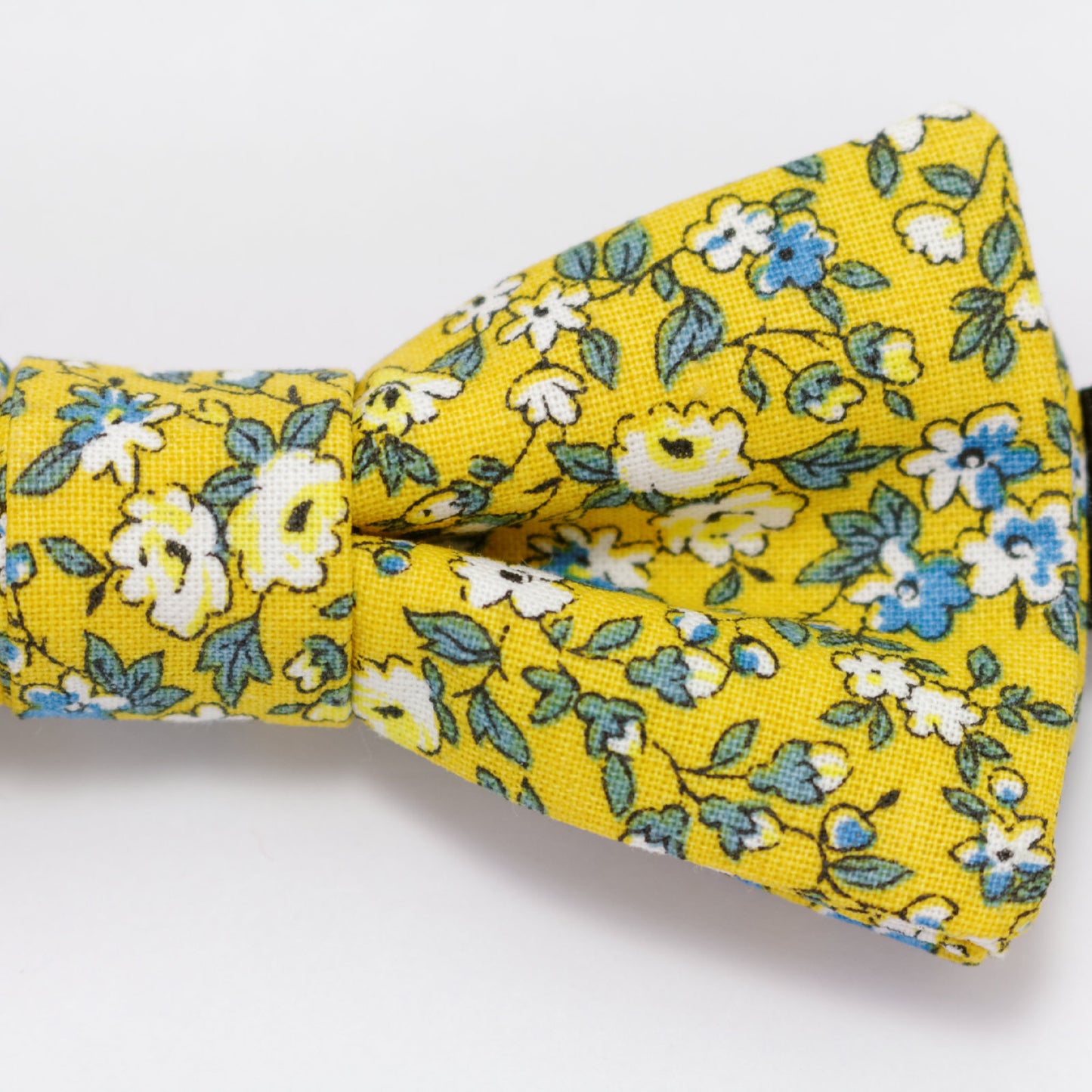 Noeud papillon jaune fleuri "Amour de guinguette"