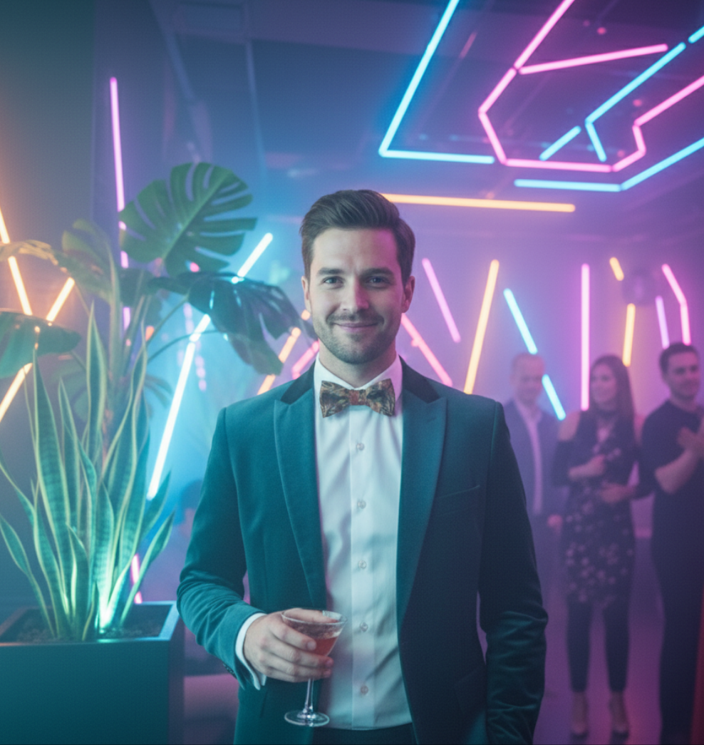 Noeud papillon en liège motif jungle "Luxuriant"