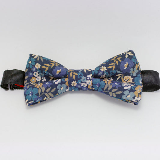 Noeud papillon bleu fleuri "Fleur bleue"