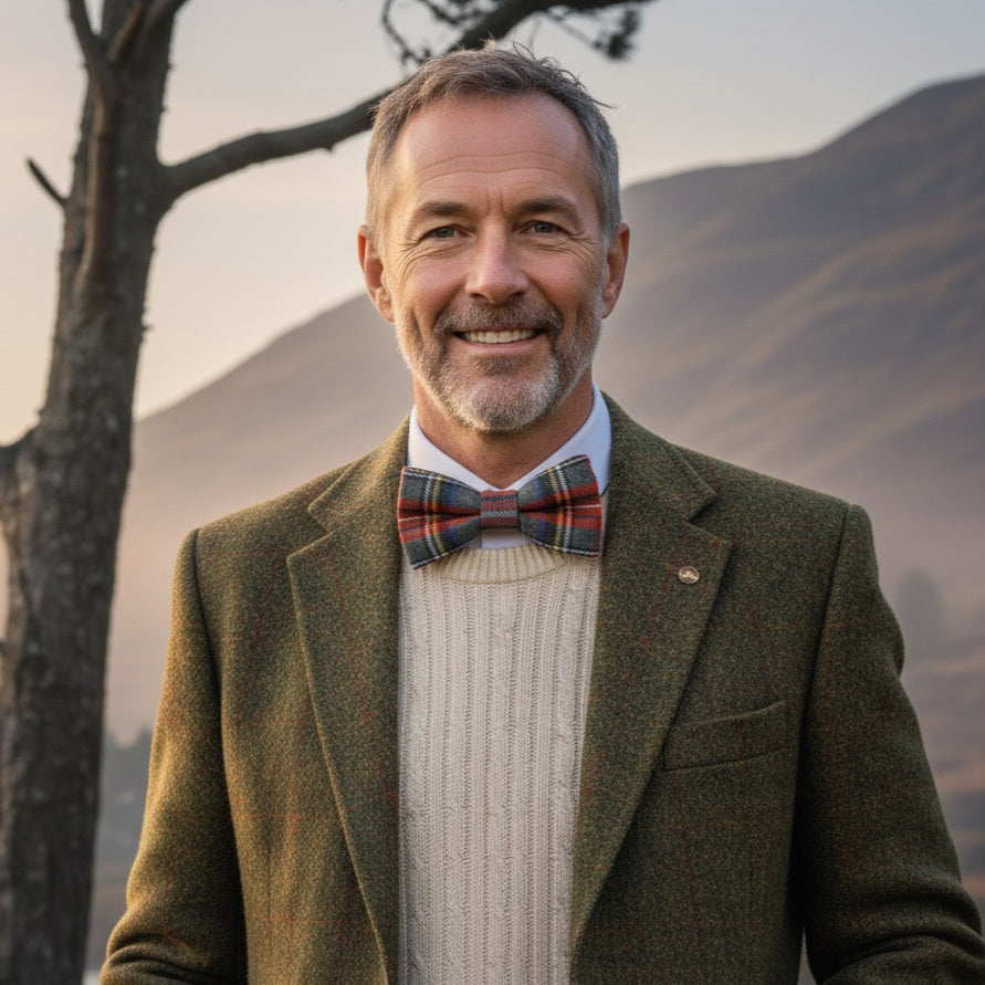 Noeud papillon motif écossais gris et rouge "Highlands"