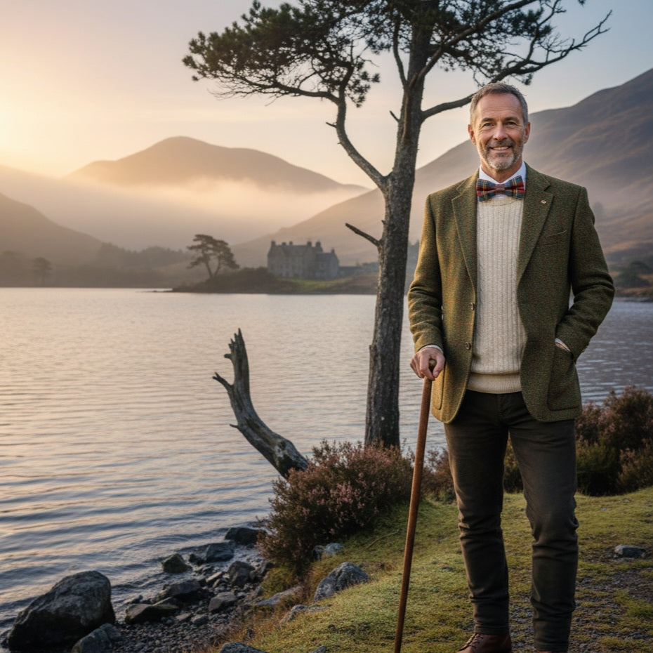 Noeud papillon motif écossais gris et rouge "Highlands"