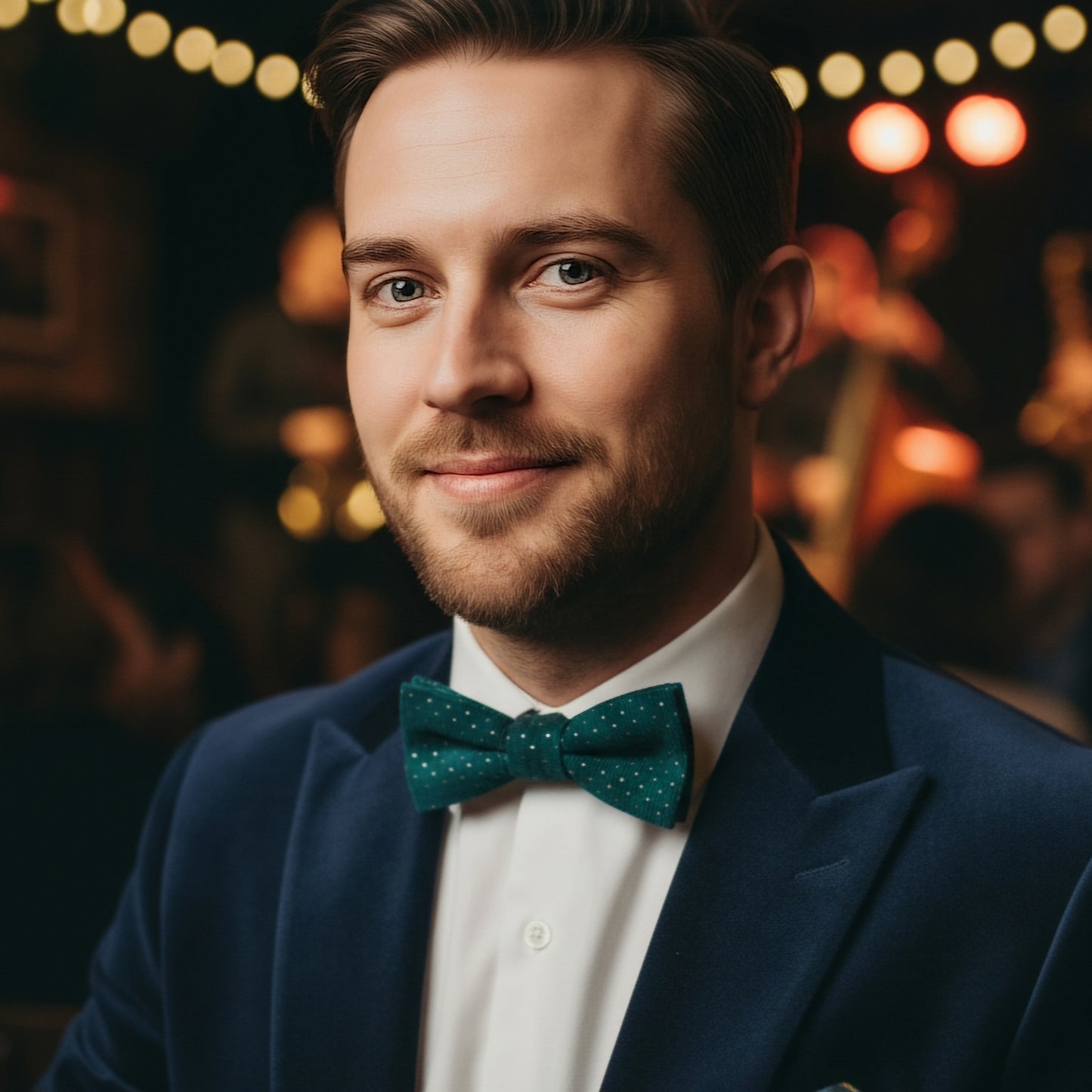 Noeud papillon vert velours "Jusqu'aux étoiles"