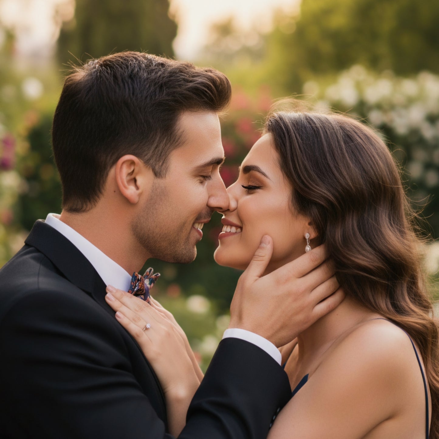 Noeud papillon bleu fleuri "Un soir à Vérone"